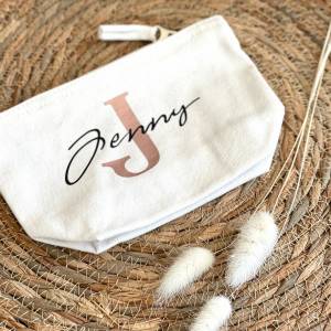 Kosmetiktasche Kleine Tasche personalisiert mit Innentext in weiß / Geschenk Valentinstag Muttertag / Geschenk für Ehefr Bild 2