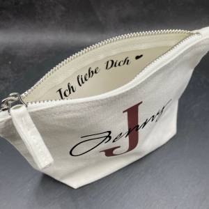 Kosmetiktasche Kleine Tasche personalisiert mit Innentext in weiß / Geschenk Valentinstag Muttertag / Geschenk für Ehefr Bild 8