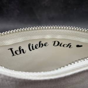 Kosmetiktasche Kleine Tasche personalisiert mit Innentext in weiß / Geschenk Valentinstag Muttertag / Geschenk für Ehefr Bild 9