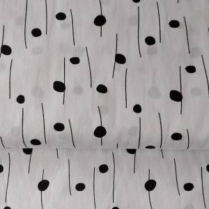 Baumwollstoff - Muster Punkt-Strich in weiß/schwarz - ab 25 cm Bild 2