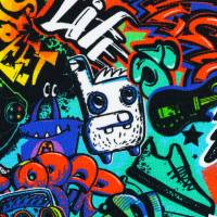 Sweat Kuschelsweat Montreal angeraut Graffiti bunt Oeko-Tex Standard 100 (1m/19,00€) Bild 2
