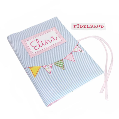 Hefthülle Hausaufgabenhefthülle …Wimpelchen... hellblau...rosa...geblümt...