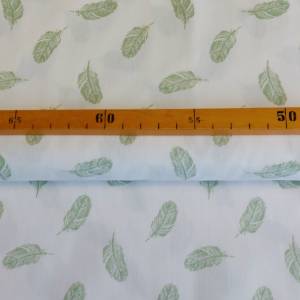 Baumwollstoff - Muster Federn in weiß/altgrün - ab 25 cm Bild 2