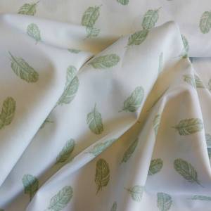 Baumwollstoff - Muster Federn in weiß/altgrün - ab 25 cm Bild 3