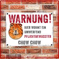 Hundeschild WARNUNG! mit Chow Chow, wetterbeständiges Warnschild Bild 2