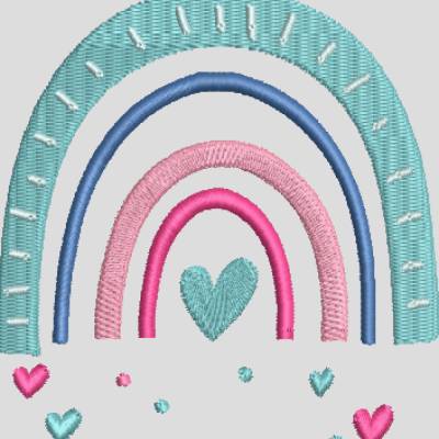 Stickdatei  Regenbogen mit Herzen in 3 Größen Set 606/3 Maschinenstickerei  ab 10x10 und 13x13