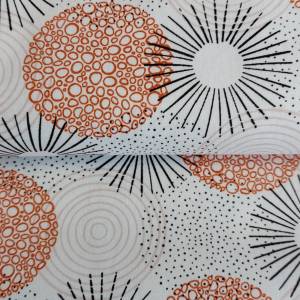 Baumwollstoff - abstrakte Kreise - schwarz/terra - ab 25 cm Bild 1
