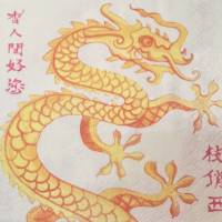 Serviette Drache und chinesische Schriftzeichen (40) -1 einzelne Serviette Bild 2