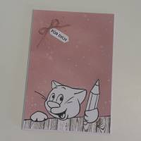 Grußkarten / Glückwunschkarten zum Schulanfang, „Eule oder Katze zur Einschulung“, Grüße an das Schulkind, Handarbeit Bild 5