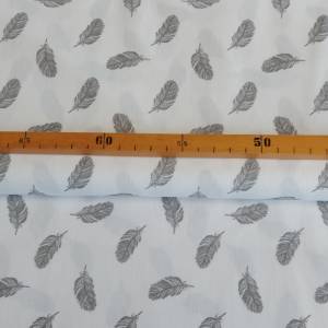 Baumwollstoff - Muster Federn in weiß/grau - ab 25 cm Bild 2