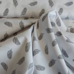 Baumwollstoff - Muster Federn in weiß/grau - ab 25 cm Bild 3