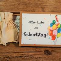 Geldgeschenk zum Geburtstag, Geburtstagsgeschenk Luftballons , Geschenk Set Konfetti, farbenfrohe Geschenkverpackung Bild 3