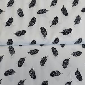 Baumwollstoff - Muster Federn in weiß/schwarz - ab 25 cm Bild 1