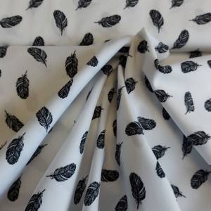Baumwollstoff - Muster Federn in weiß/schwarz - ab 25 cm Bild 3