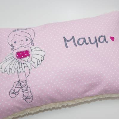 Zuckersüßes Ballerinakissen Ballett Mädchenkissen mit gesticktem Namen - ein kleiner Traum in rosa