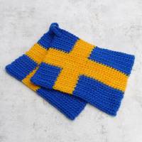 Topflappen, 1 Set / 2 Stück, 100 % Baumwolle, blau-gelb, Flagge Schweden, Handarbeit, gehäkelt, Thermostich Bild 2