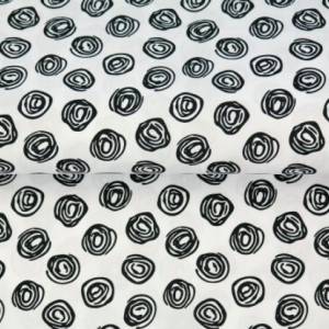 Baumwollstoff - Muster Kringel in weiß/schwarz - ab 25 cm Bild 1