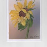 Grußkarte,  Geburtstagskarte,   Blumenmalerei  - Sonnenblume-  handgemalt