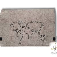 Reiseetui Familienetui *Weltkarte minimalistisch*  für Reiseunterlagen - personalisierbar mit Namen - beige meliert Bild 1
