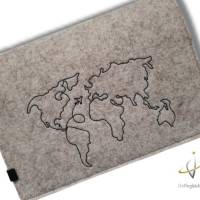 Reiseetui Familienetui *Weltkarte minimalistisch*  für Reiseunterlagen - personalisierbar mit Namen - beige meliert Bild 2