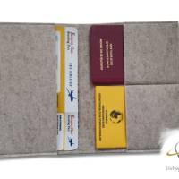 Reiseetui Familienetui *Weltkarte minimalistisch*  für Reiseunterlagen - personalisierbar mit Namen - beige meliert Bild 3