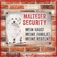 Hundeschild MALTESER SECURITY, wetterbeständiges Warnschild Bild 2