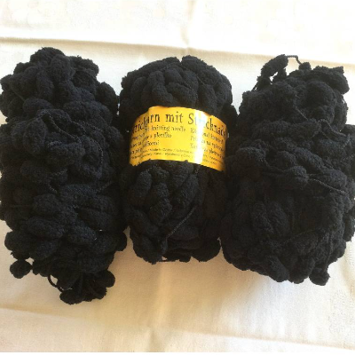 3er Set Pomponwolle Noppenwolle in schwarz vielseitig verwendbar
