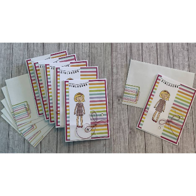 6er Set Einladungskarten zum Kindergeburtstag oder anderen Anlässen, eine Feier oder Party für kleine Mädchen Handarbeit