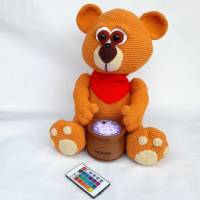 Knuffiger Teddy Bär Nachttischlampe Dekoleuchte LED RGB Farbwechsel Honigtopf Bild 5