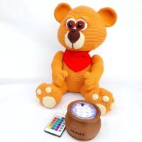 Knuffiger Teddy Bär Nachttischlampe Dekoleuchte LED RGB Farbwechsel Honigtopf Bild 6