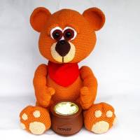 Knuffiger Teddy Bär Nachttischlampe Dekoleuchte LED RGB Farbwechsel Honigtopf Bild 8