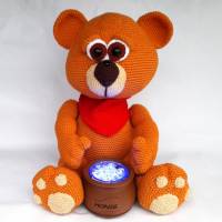Knuffiger Teddy Bär Nachttischlampe Dekoleuchte LED RGB Farbwechsel Honigtopf Bild 9
