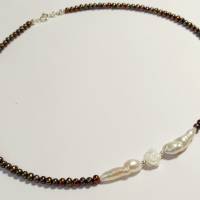 Perlenkette Damen Süßwasserperlen Halskette Bild 6