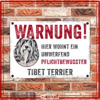 Hundeschild WARNUNG! mit Tibet Terrier, wetterbeständiges Warnschild Bild 2