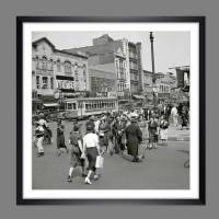 Shopping in New York, Menschen in der Stadt 1938 - KUNSTDRUCK -  Historische schwarz-weiss Fotografie Vintage Bild 1