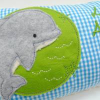 Kissen mit Namen,Delfin Delphin Wal Fisch Namenskissen Taufkissen Kuschelkissen Kindergartenkissen Geburtsgeschenk Bild 5