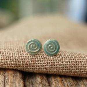 Silber-Ohrringe mit Keramik-Spiralen in Türkis oder Cremeweiß Bild 2