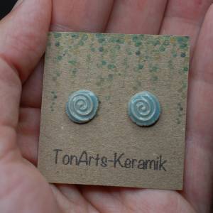 Silber-Ohrringe mit Keramik-Spiralen in Türkis oder Cremeweiß Bild 3