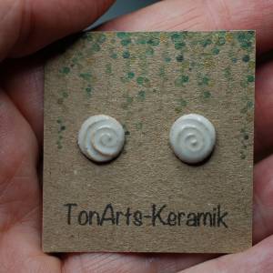 Silber-Ohrringe mit Keramik-Spiralen in Türkis oder Cremeweiß Bild 8