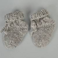 Babysocken Babyschuhe grau Wolle 0-3 Monate Bild 3