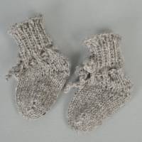 Babysocken Babyschuhe grau Wolle 0-3 Monate Bild 5