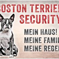 Hundeschild BOSTON TERRIER SECURITY, wetterbeständiges Warnschild Bild 1