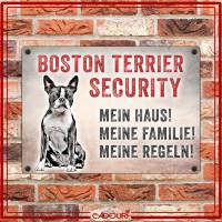 Hundeschild BOSTON TERRIER SECURITY, wetterbeständiges Warnschild Bild 2