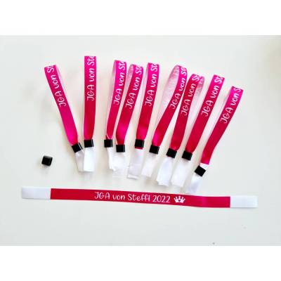 25 Einlassbänder/Festivalbänder/Partybänder aus 100 % Satin mit Verschlußplombe