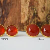 Ohrstecker Karneol Gold Edelstein Ohrringe Carneol, 10mm, 12mm, Edelstahl, Rot Orange, Cabochon, Ohrschmuck Bild 3