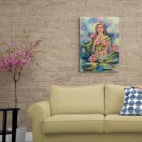 WASSERNYMPHE - surrealistisches Gemälde mit Seerosen auf Leinwand 50cmx70cm Bild 3