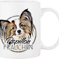 Hunde-Tasse PAPILLON FRAUCHEN mit Hunderasse im Cartoon-Stil┊tolle Geschenkidee für Hundebesitzer Bild 1