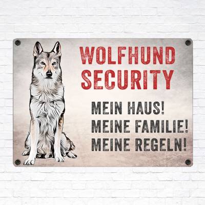 Hundeschild 'Wolfhund Security', wetterbeständiges Warnschild