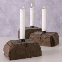 Kerzenleuchter Holz rustikal Bild 1