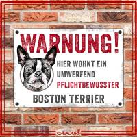 Hundeschild WARNUNG! mit Boston Terrier, wetterbeständiges Warnschild Bild 2